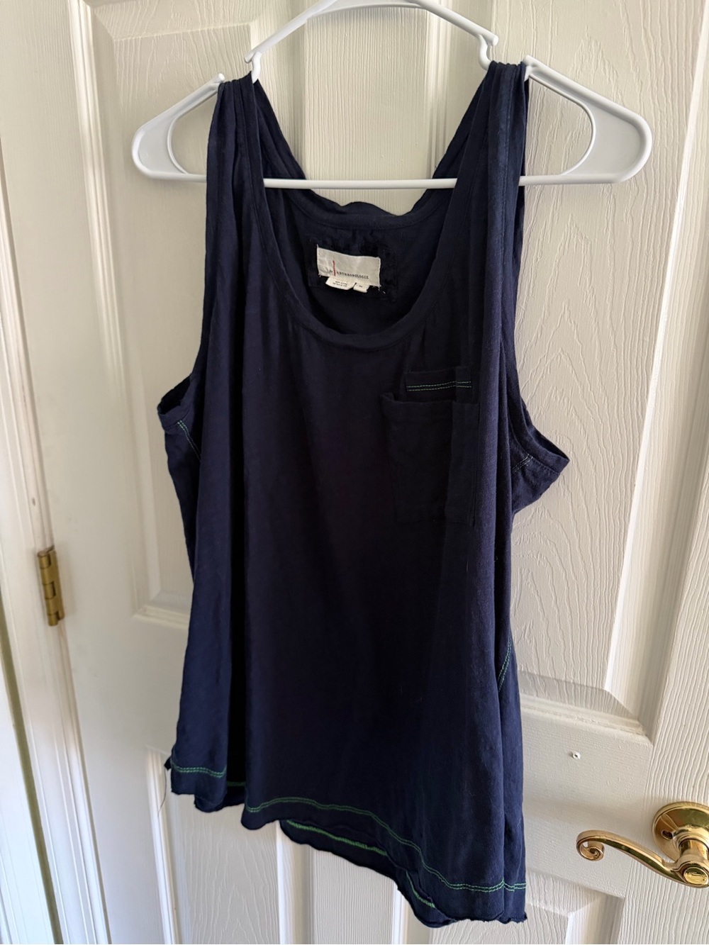 Anthropologie Navy Blue Sleeveless Pocket Tank